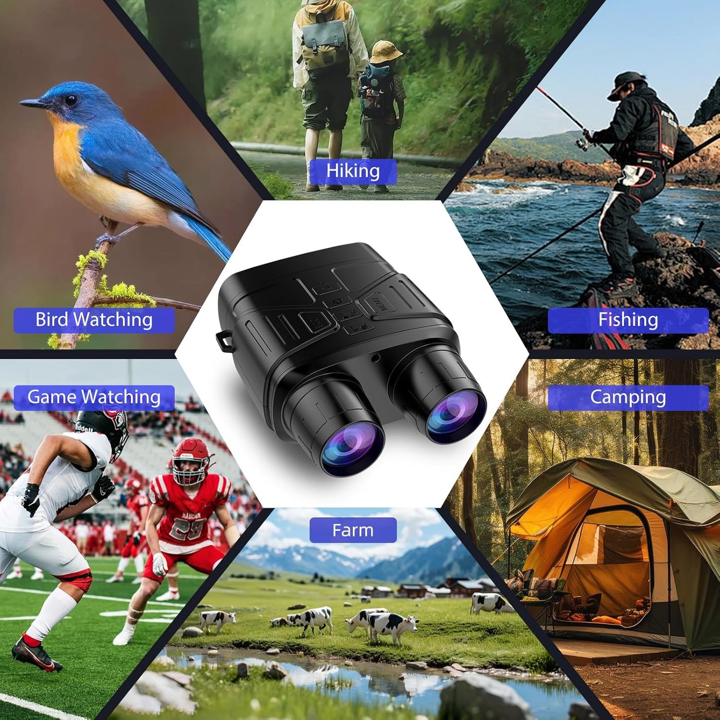 4K Night Vision Goggles - High-Performance Binoculars with 5000mAh Battery, 32GB Card, and 3'' HD Screen for Camping & Security