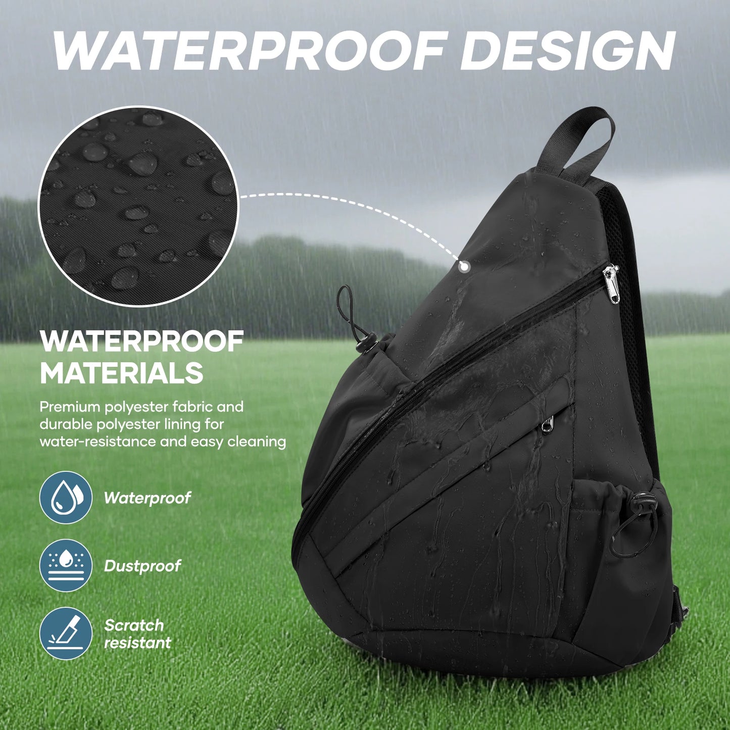 Pickleball Bag Sling Bags for Women & Men- Turn able Crossbody Sling Backpack for Pickleball Paddle, Tennis, Pickleball Sticks Bags - Sport Slam