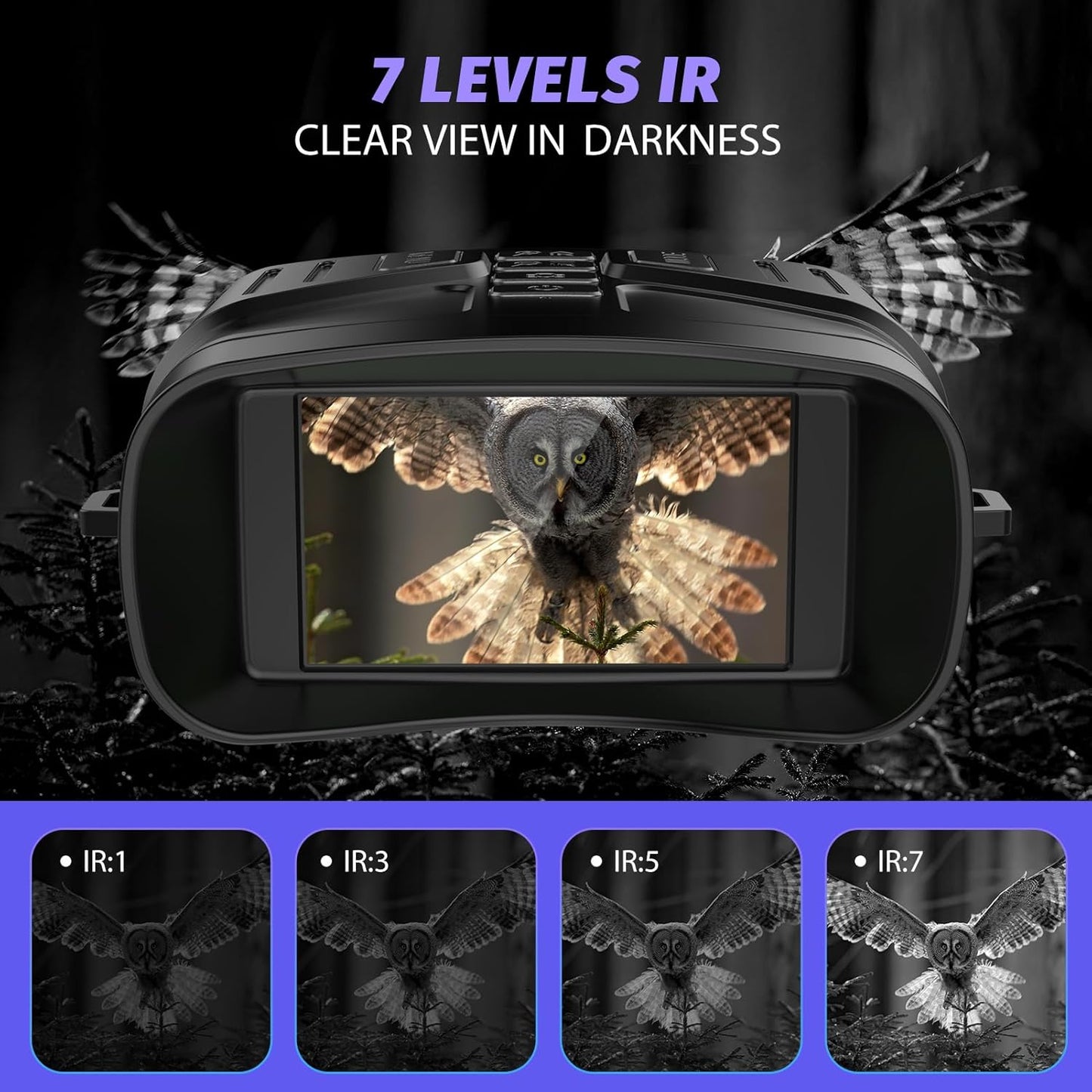 4K Night Vision Goggles - High-Performance Binoculars with 5000mAh Battery, 32GB Card, and 3'' HD Screen for Camping & Security