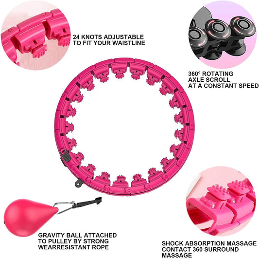 TOMOIN Hula Hoops for Adults Weight Loss,Smart Weighted Hoola Hoops for Adults & Kids Weight Loss, 24 Detachable Knots Non-Falling Smart Hoola Hoops