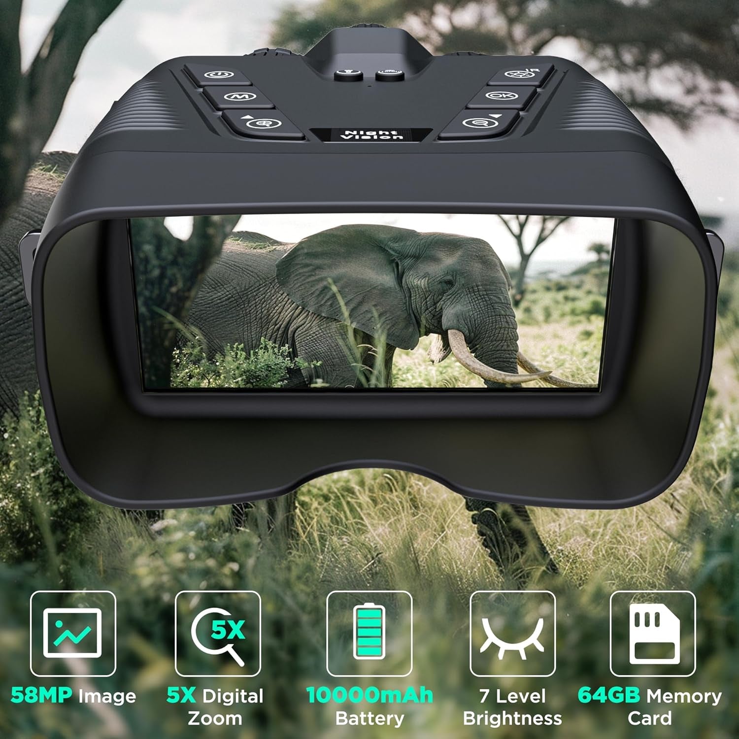 Premium 58MP 4K Night Vision Goggles - 1968FT Range, 10000mAh Battery, 64GB Card, Perfect for Camping, Hunting & Security!