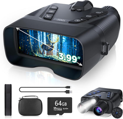 Premium 58MP 4K Night Vision Goggles - 1968FT Range, 10000mAh Battery, 64GB Card, Perfect for Camping, Hunting & Security!
