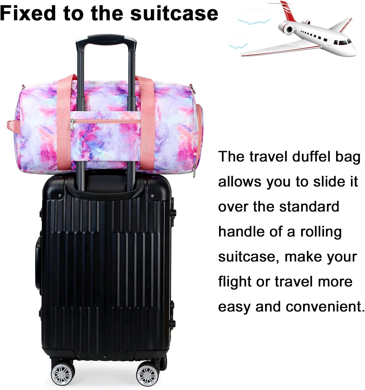 Travel Duffel Bag Women Girls Sport Gym Tote Weekender Overnight Carry-On Bag (Galaxy Cloud Purple)