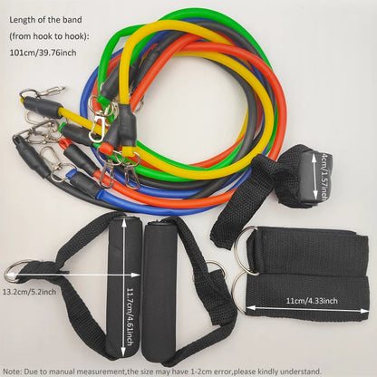 Complete 11-Piece Resistance Bands Set - 100LB Home Gym Strength Training Kit - Sport Slam