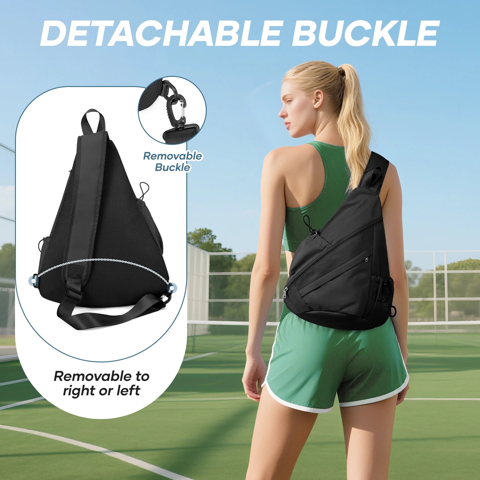 Pickleball Bag Sling Bags for Women & Men- Turn able Crossbody Sling Backpack for Pickleball Paddle, Tennis, Pickleball Sticks Bags - Sport Slam