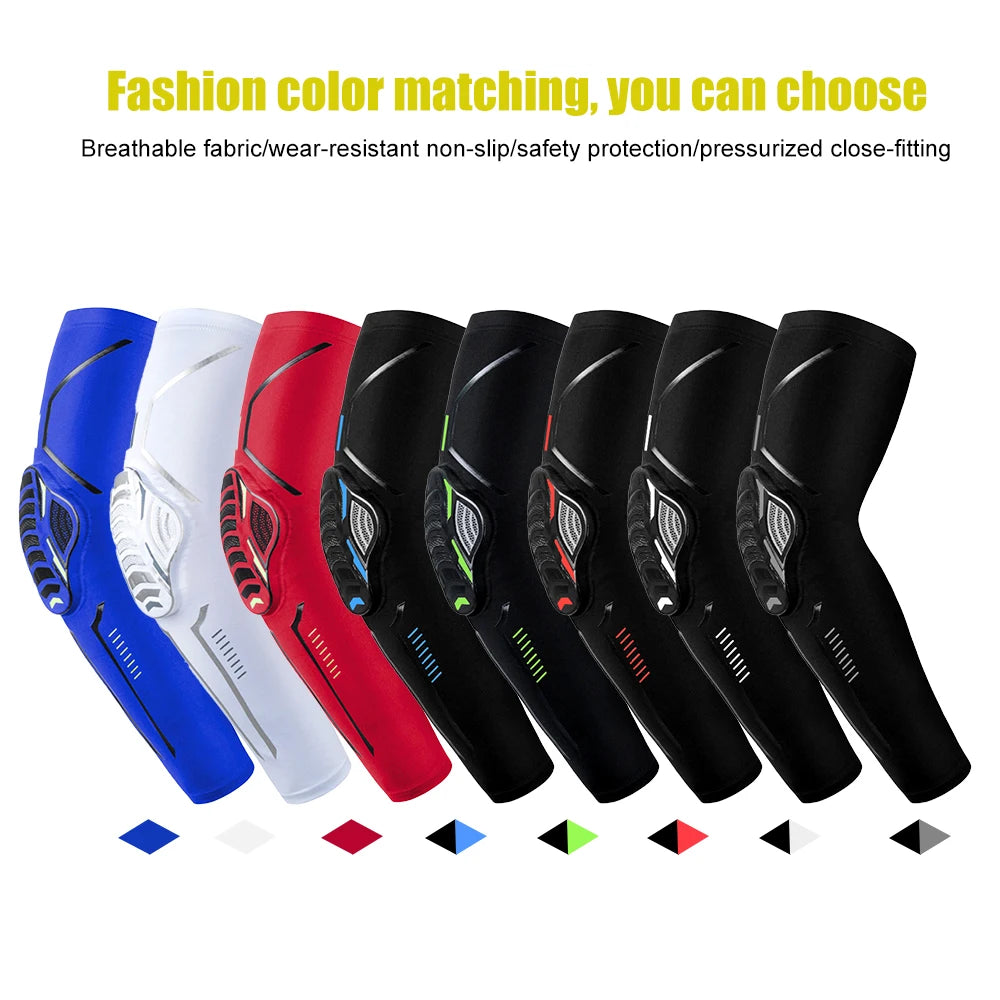 Compression Elbow Pad Sleeve | Crashproof Arm Support Brace for Basketball, Football, Cycling & Sports - Breathable Protective Guard (1 Piece) - Sport Slam