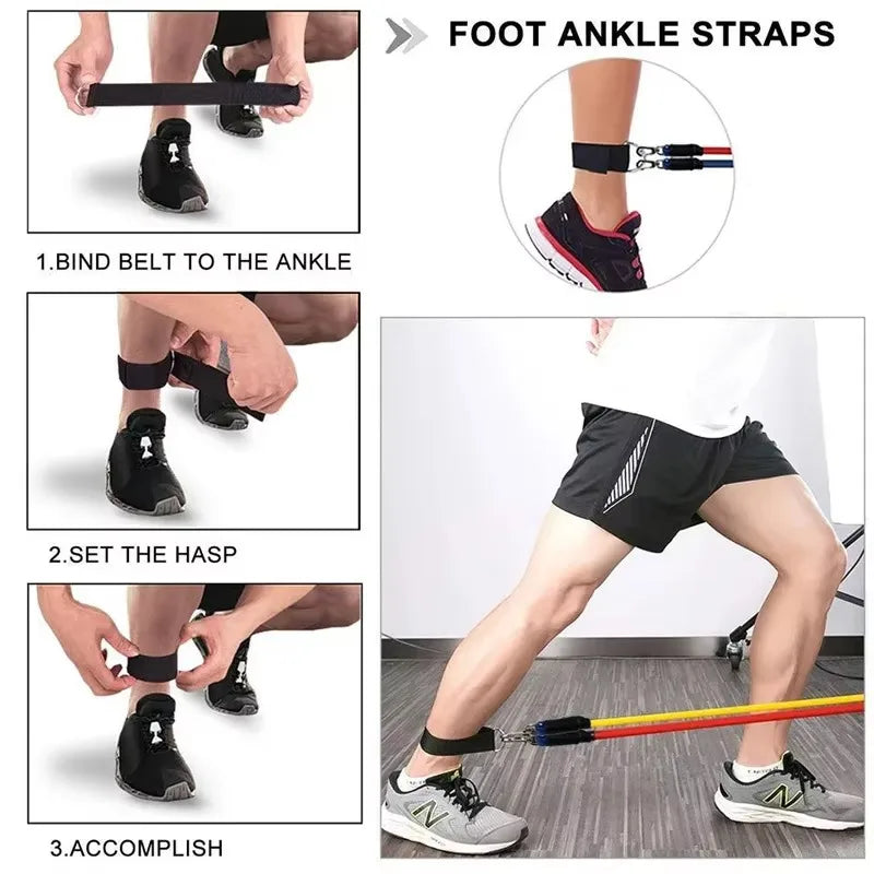 Complete 11-Piece Resistance Bands Set - 100LB Home Gym Strength Training Kit - Sport Slam