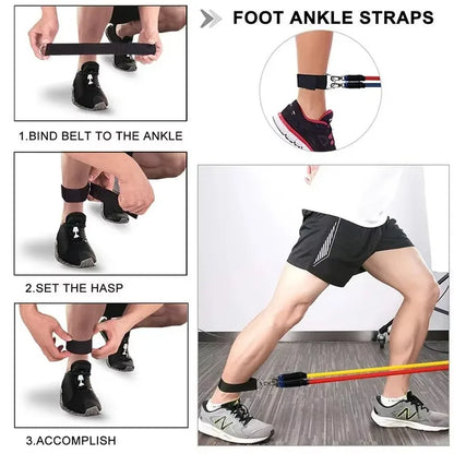 Complete 11-Piece Resistance Bands Set - 100LB Home Gym Strength Training Kit - Sport Slam