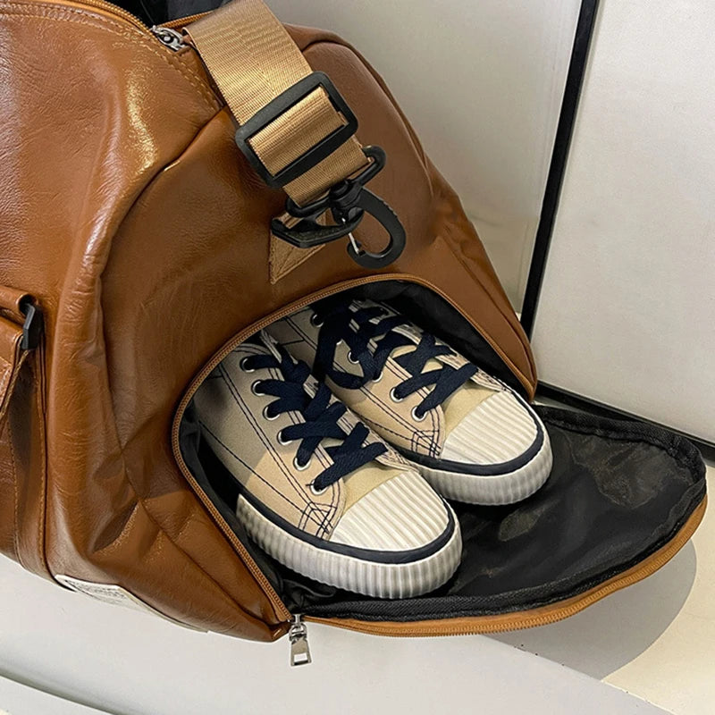 Waterproof Travel Duffel Bag with Shoe Compartment - Weekend Overnight Sports Gym Tote - Sport Slam