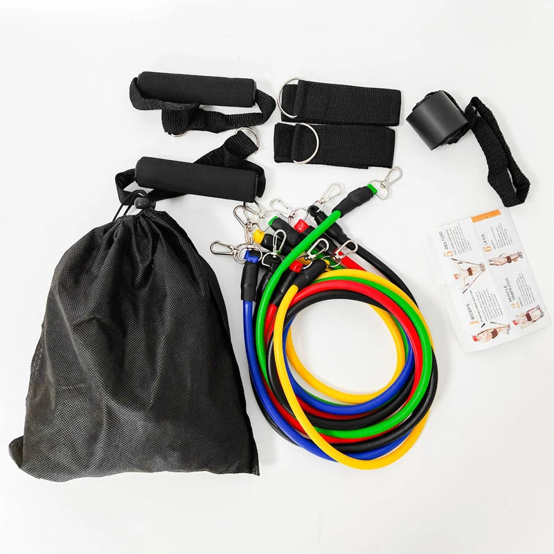 Complete 11-Piece Resistance Bands Set - 100LB Home Gym Strength Training Kit - Sport Slam