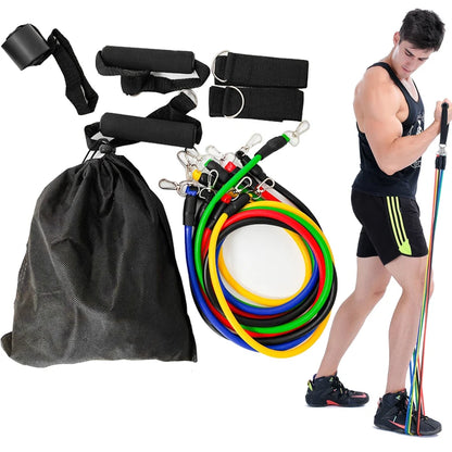 Complete 11-Piece Resistance Bands Set - 100LB Home Gym Strength Training Kit - Sport Slam