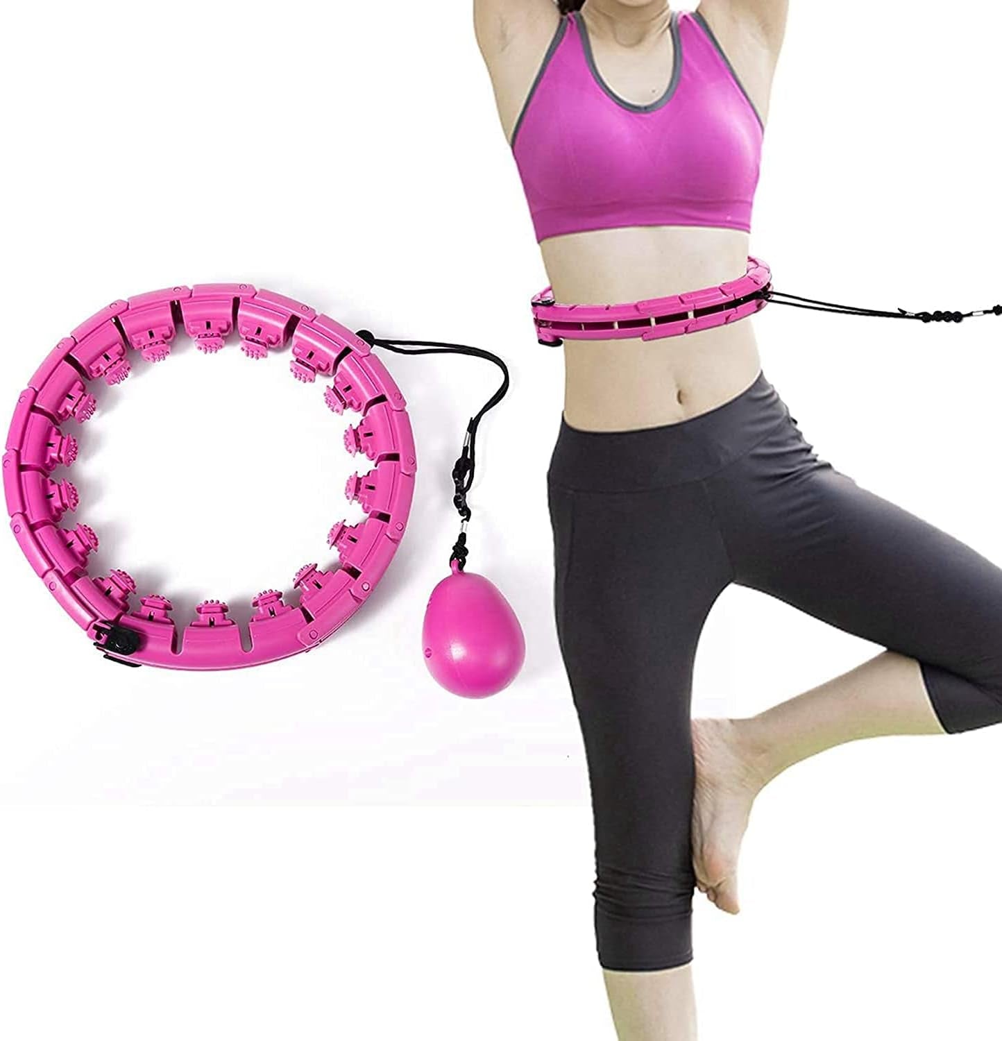 TOMOIN Hula Hoops for Adults Weight Loss,Smart Weighted Hoola Hoops for Adults & Kids Weight Loss, 24 Detachable Knots Non-Falling Smart Hoola Hoops