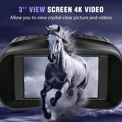 4K Night Vision Goggles - High-Performance Binoculars with 5000mAh Battery, 32GB Card, and 3'' HD Screen for Camping & Security