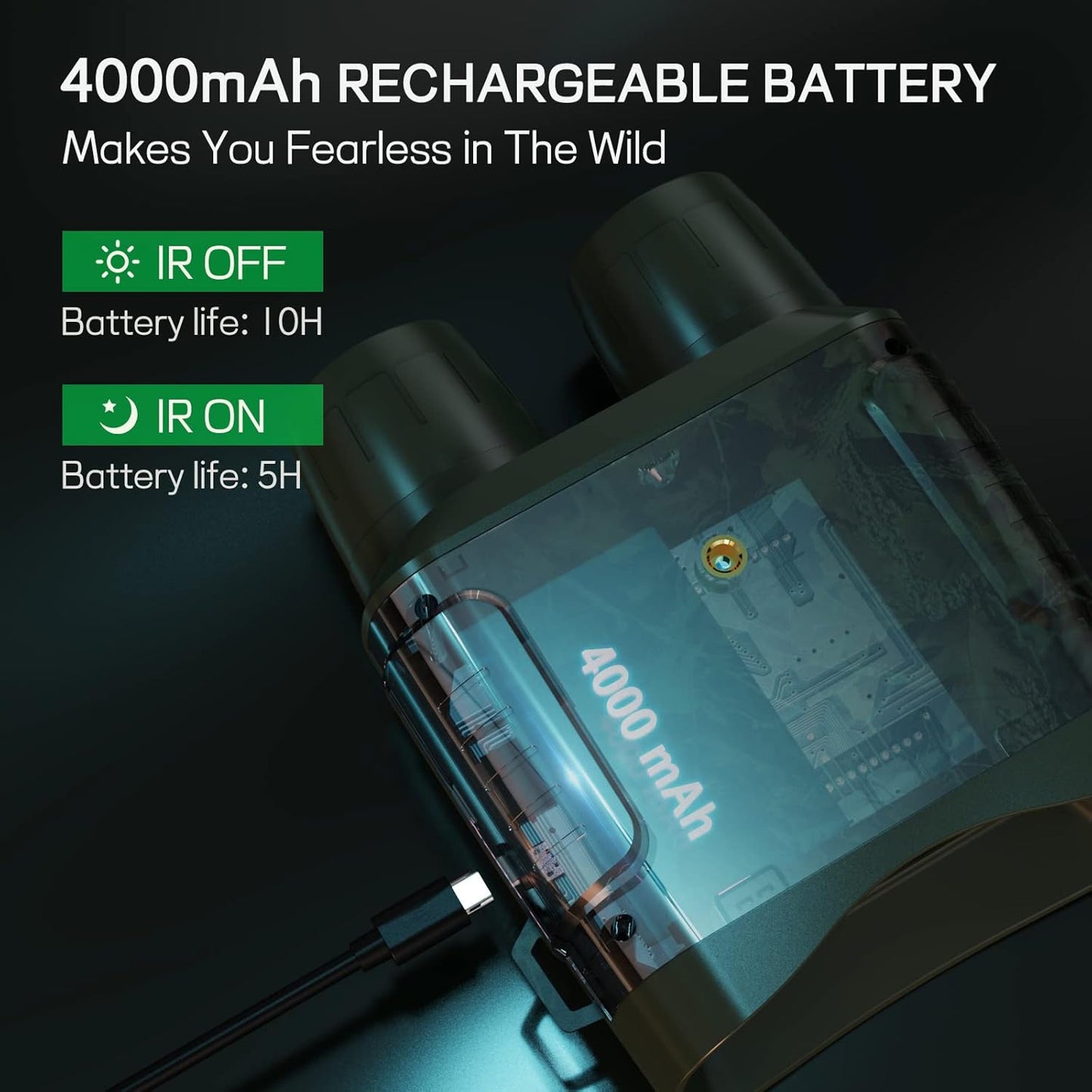 4K Infrared Night Vision Goggles for Adults - Rechargeable Binoculars with Anti-Shake Motion Detection for Ultimate Camping Adventures