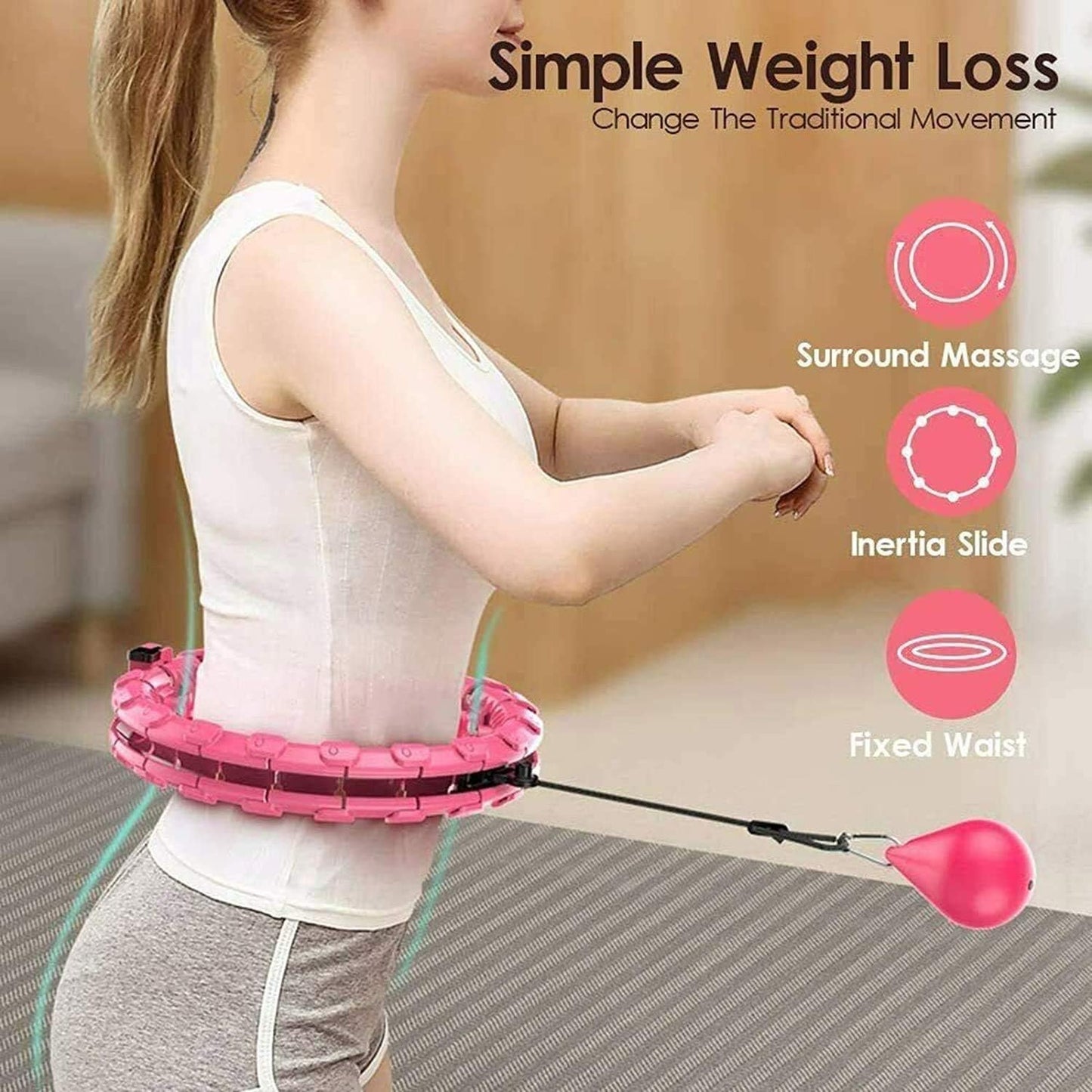 TOMOIN Hula Hoops for Adults Weight Loss,Smart Weighted Hoola Hoops for Adults & Kids Weight Loss, 24 Detachable Knots Non-Falling Smart Hoola Hoops