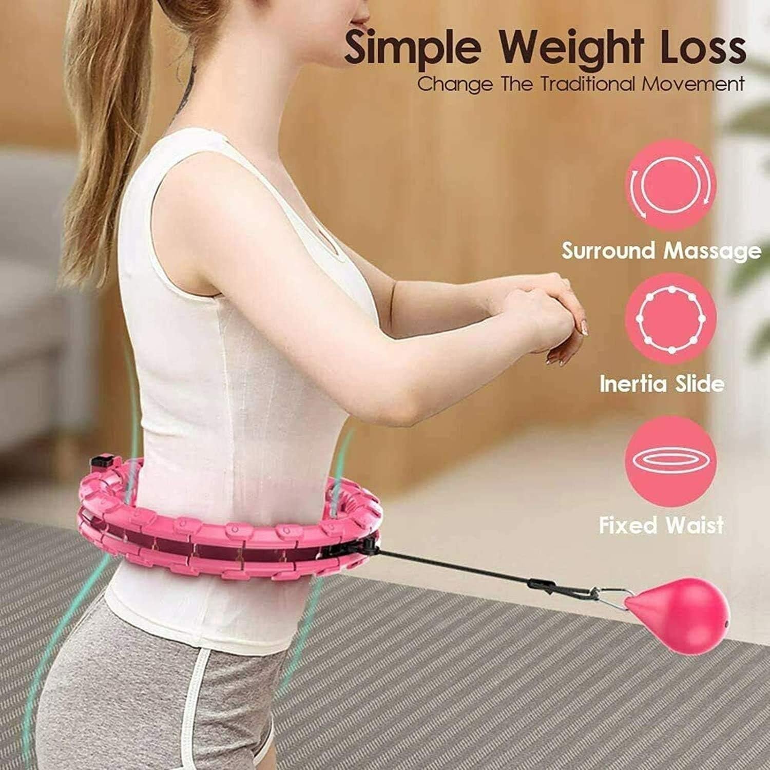 TOMOIN Hula Hoops for Adults Weight Loss,Smart Weighted Hoola Hoops for Adults & Kids Weight Loss, 24 Detachable Knots Non-Falling Smart Hoola Hoops