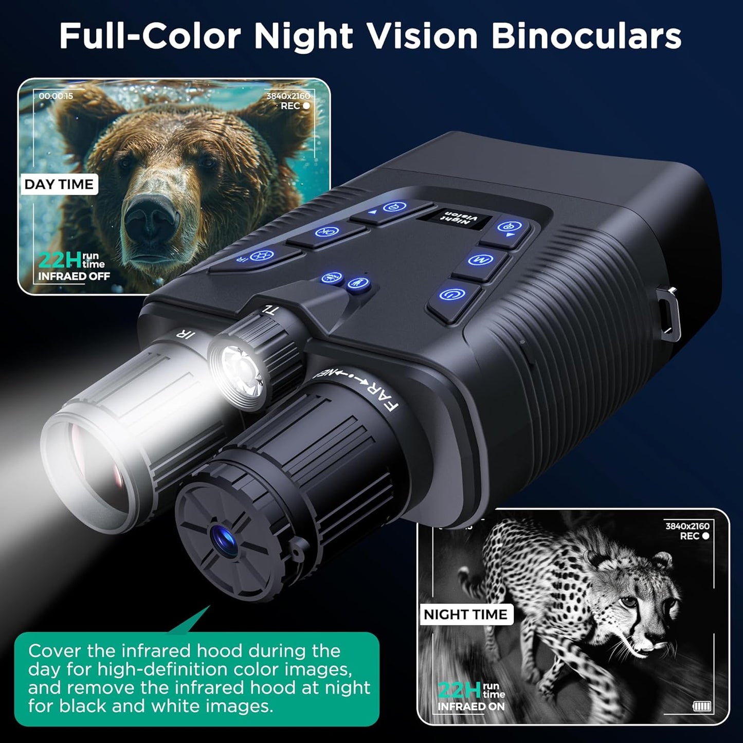 Premium 58MP 4K Night Vision Goggles - 1968FT Range, 10000mAh Battery, 64GB Card, Perfect for Camping, Hunting & Security!