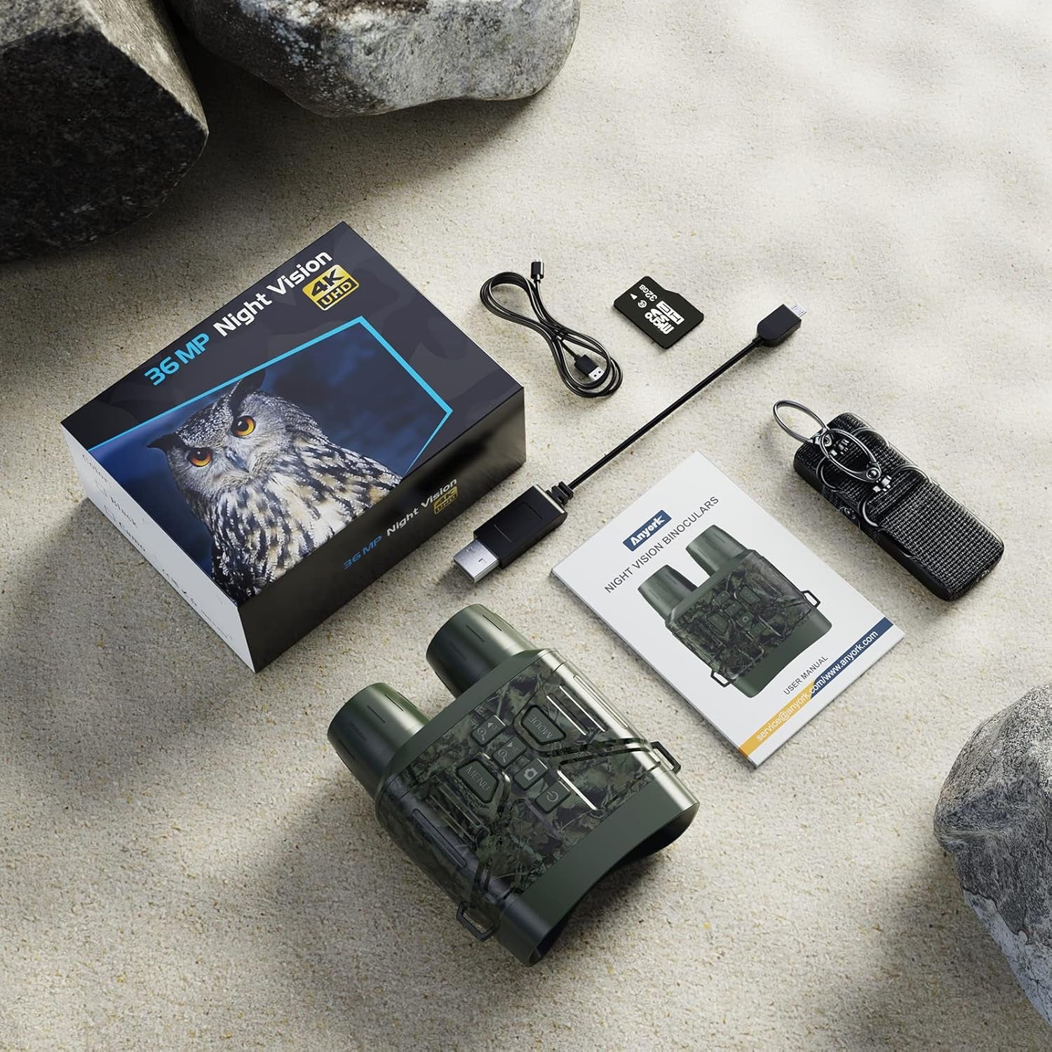 4K Infrared Night Vision Goggles for Adults - Rechargeable Binoculars with Anti-Shake Motion Detection for Ultimate Camping Adventures