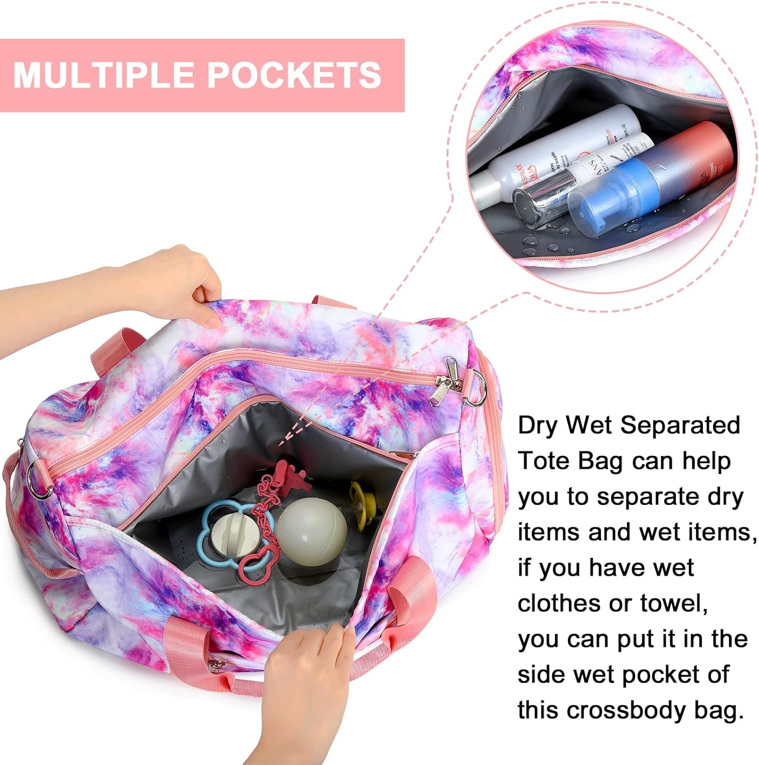 Travel Duffel Bag Women Girls Sport Gym Tote Weekender Overnight Carry-On Bag (Galaxy Cloud Purple)